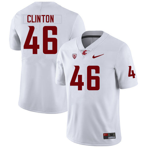 Washington State Cougars #46 Dylan Clinton College Football Jerseys Sale-White